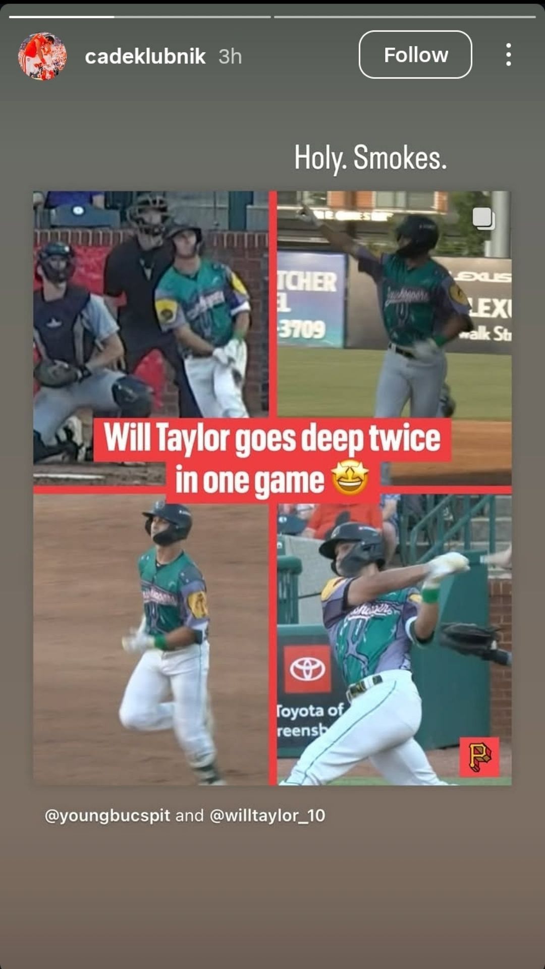 Cade Klubnik has 2-word reaction to former Clemson QB & Pirates outfielder launching two massive home runs in a minor league game